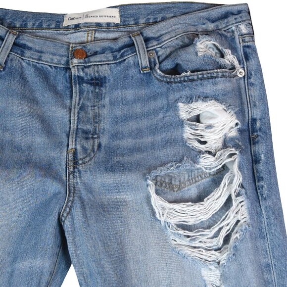 GAP Relaxed Boyfriend Jeans 30 Distressed Light Wash Ripped Y2K - Picture 3 of 9